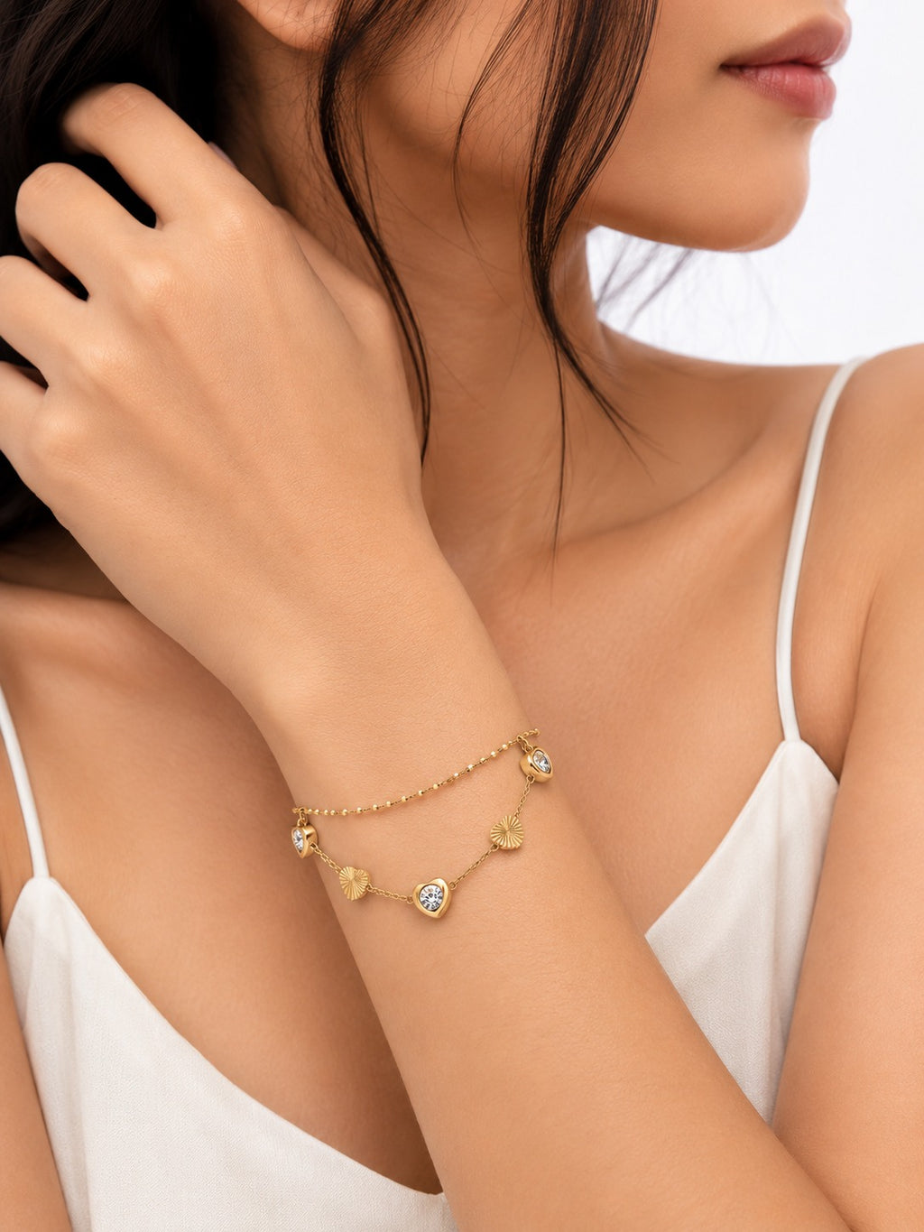 Heart Charm Stone Bracelet - Zari and Zevar