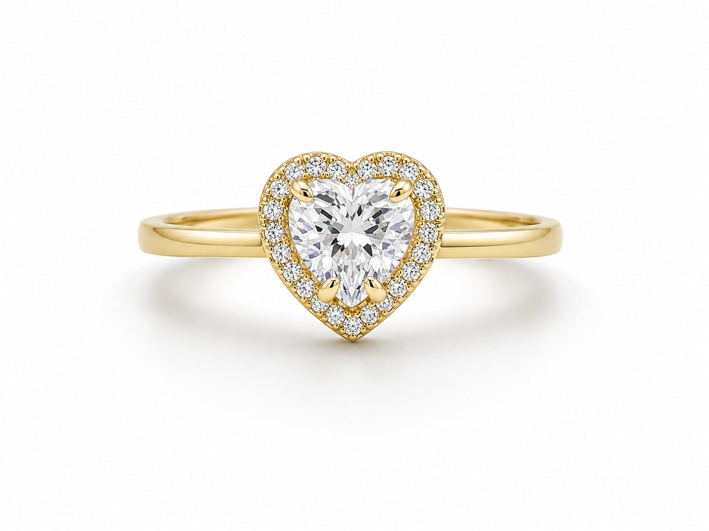 Heart-Cut Diamont Halo Gold Ring - Zari and Zevar