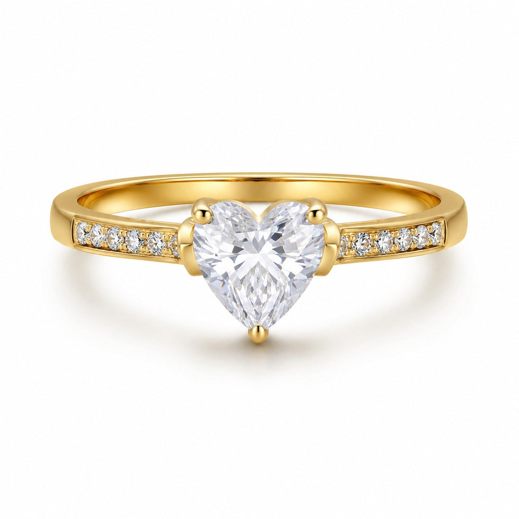 Heart-Cut Solitaire Gold Ring - Zari and Zevar