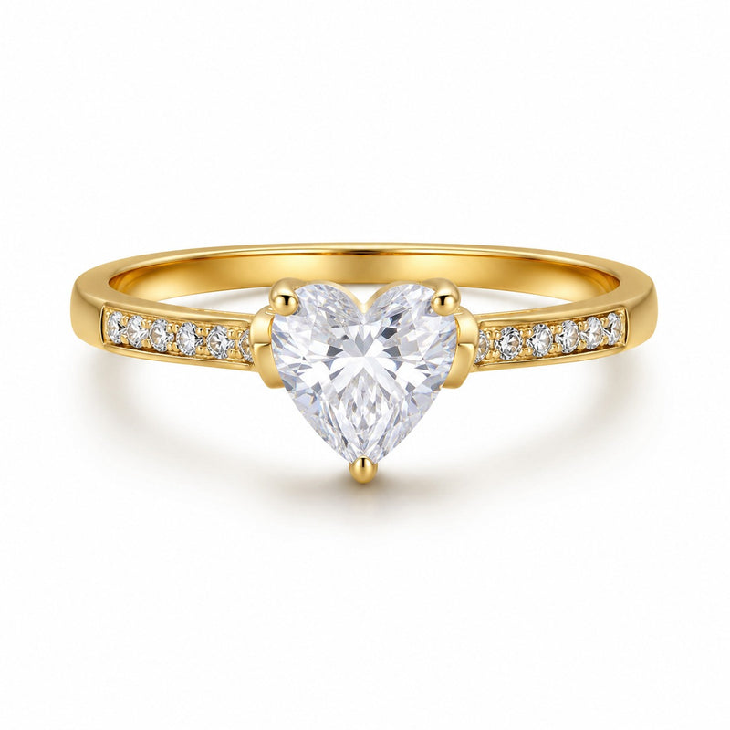 Heart-Cut Solitaire Gold Ring - Zari and Zevar