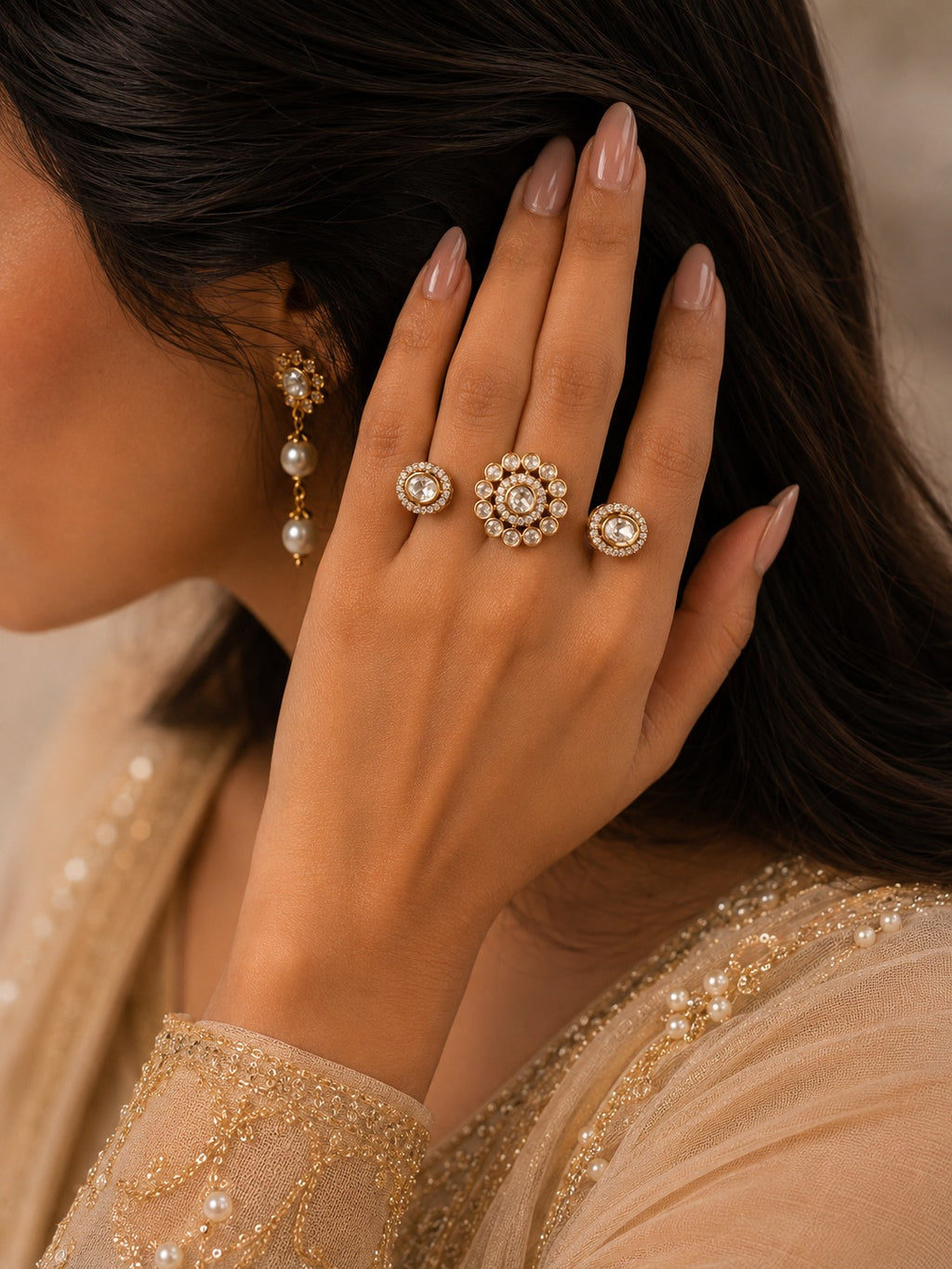 Imperial Polki Stone Ring - Zari and Zevar