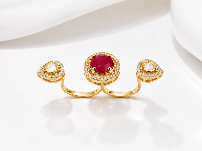 Imperial Ruby Stone Ring - Zari and Zevar