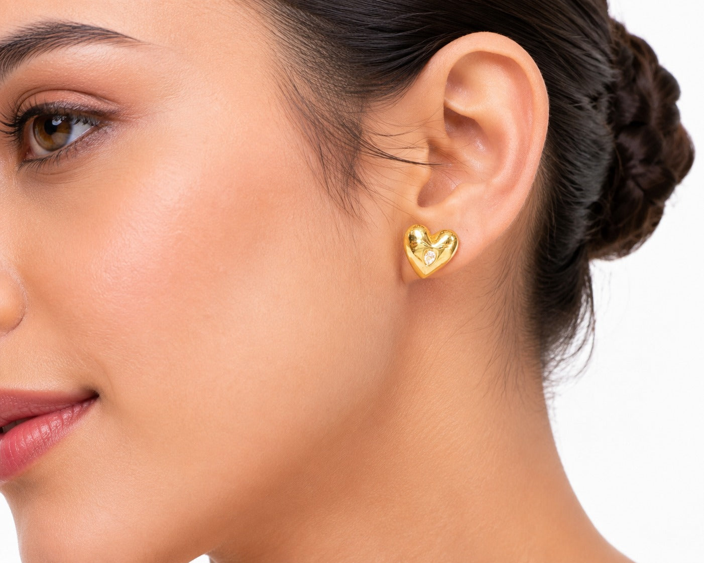 Luna Heart Studs - Zari and Zevar