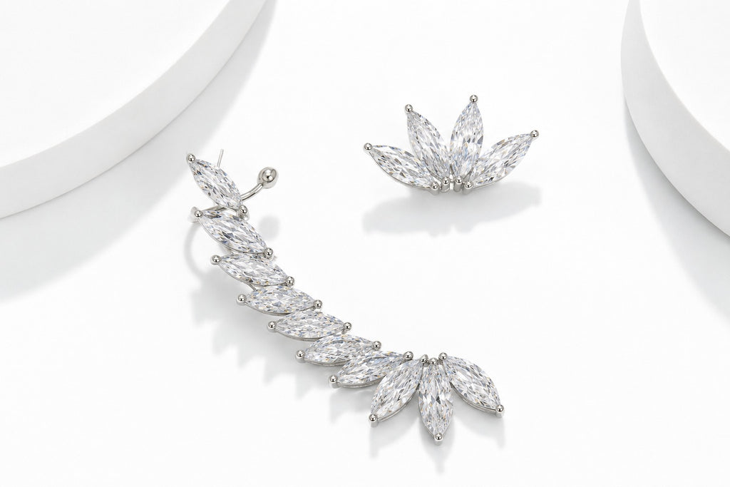 Marquise Blossom Earcuff & Stud Set - Zari and Zevar