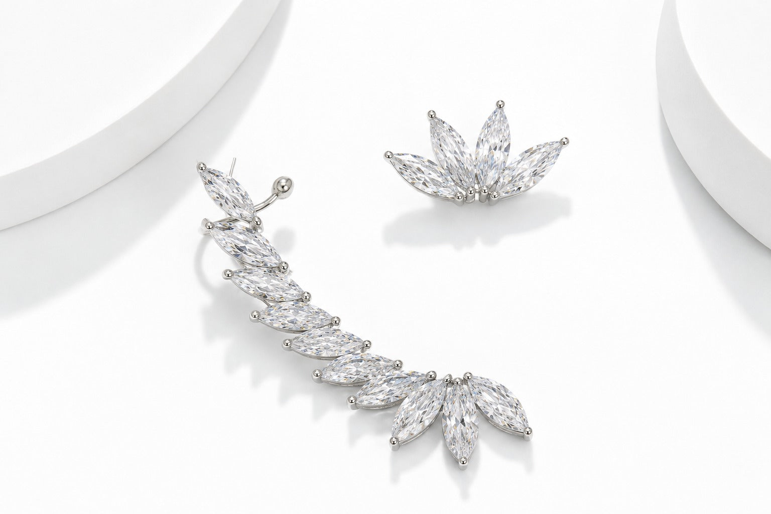 Marquise Blossom Earcuff & Stud Set - Zari and Zevar