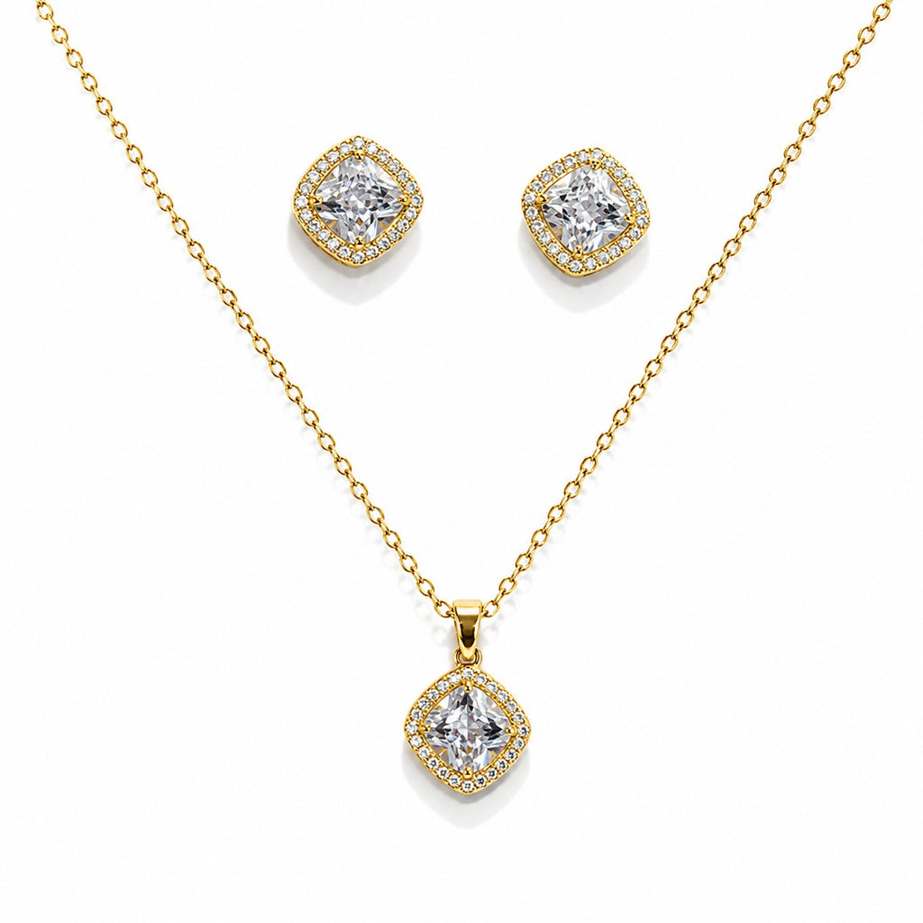 Marquise Crystal Stone Pendant Set - Zari and Zevar
