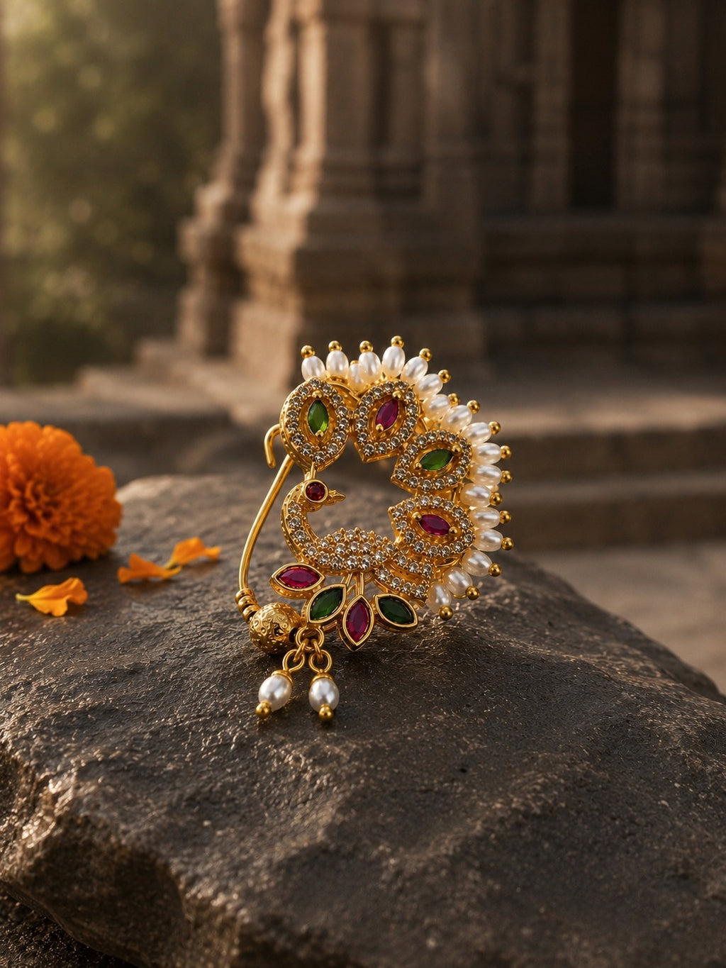 Mor Stones Nath - Zari and Zevar