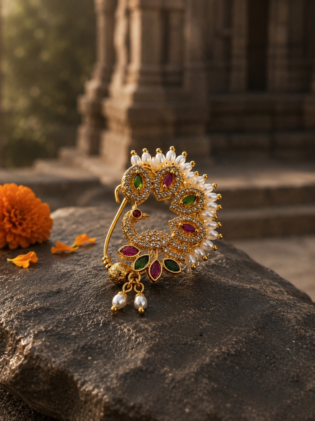 Mor Stones Nath - Zari and Zevar