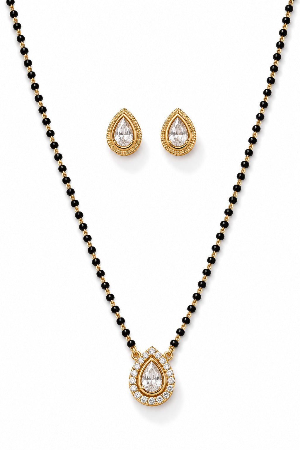 Pear Cut Mangalsutra Set - Zari and Zevar