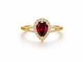 Pear Ruby Halo Ring - Zari and Zevar