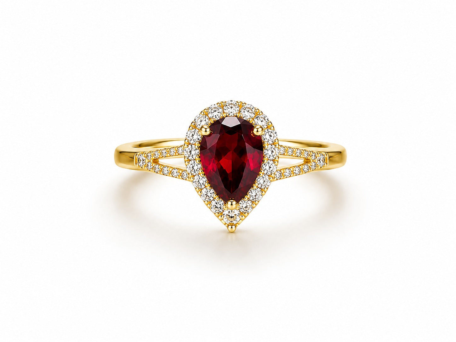 Pear Ruby Halo Ring - Zari and Zevar
