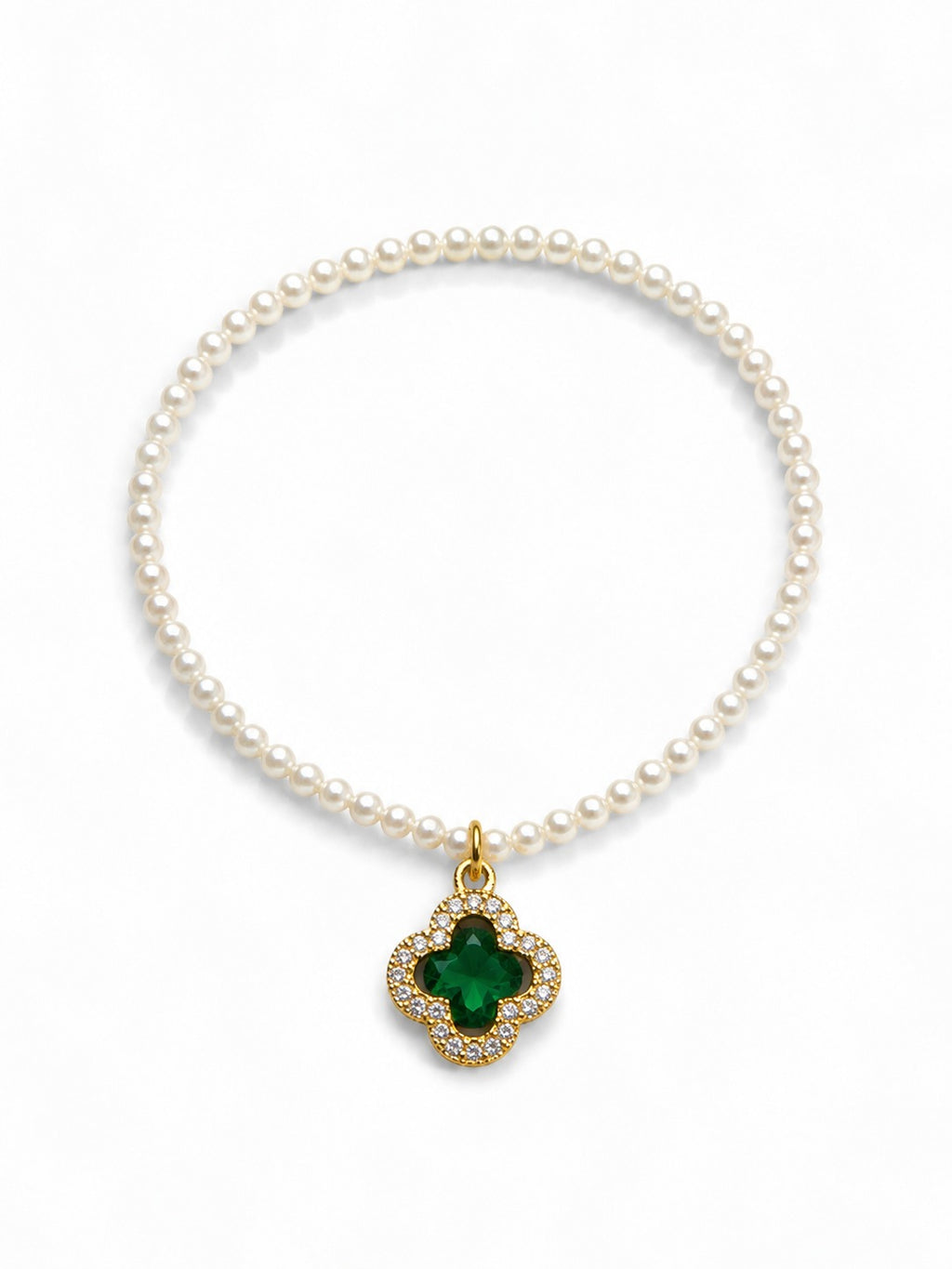 Pearl Emerald Stone Bracelet - Zari and Zevar