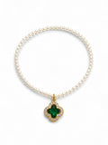 Pearl Emerald Stone Bracelet - Zari and Zevar