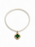 Pearl Emerald Stone Bracelet - Zari and Zevar