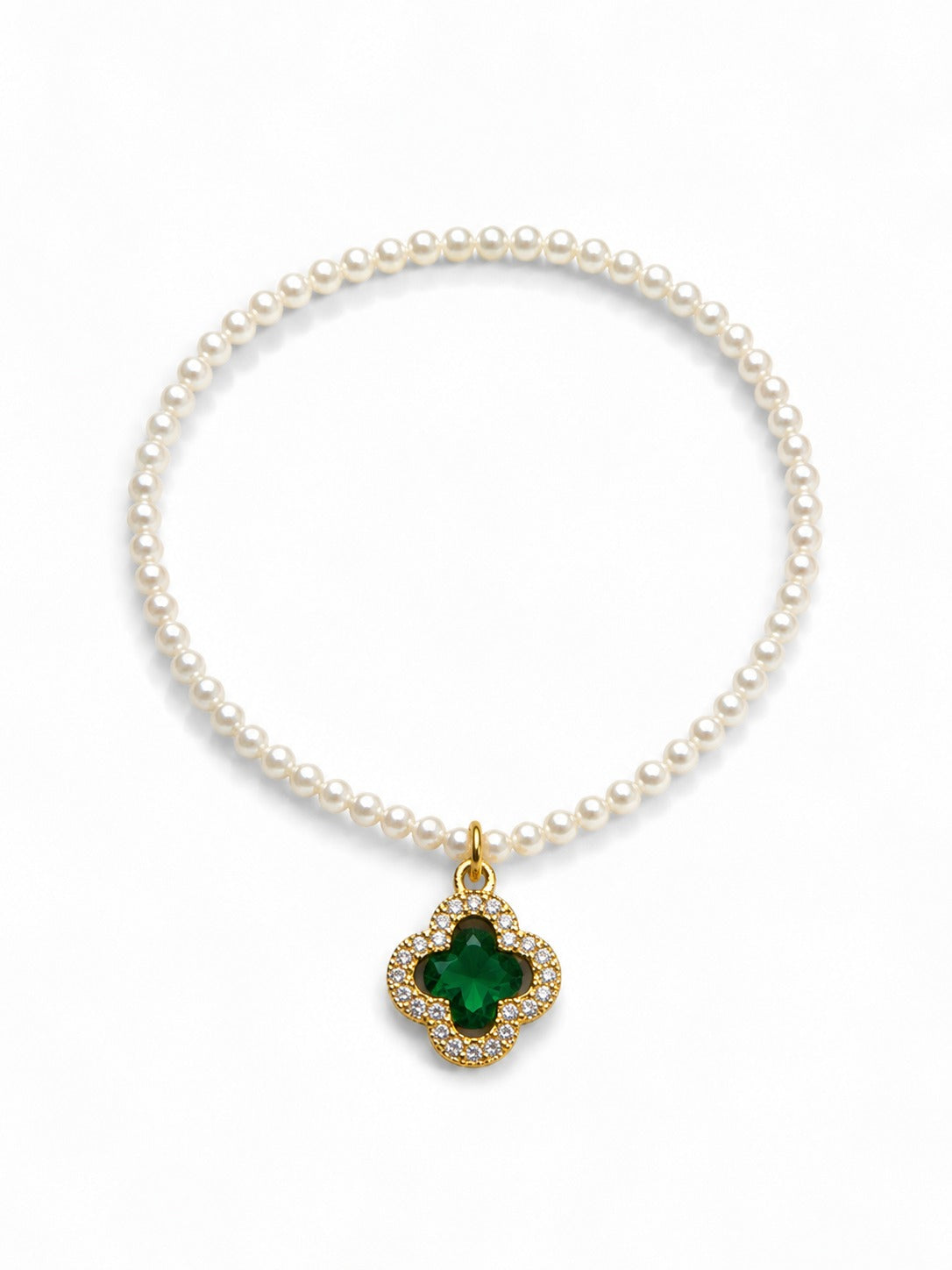 Pearl Emerald Stone Bracelet - Zari and Zevar