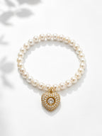 Pearl Heart Levitating Bracelet - Zari and Zevar
