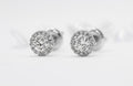 Pair of round halo crystal stud earrings