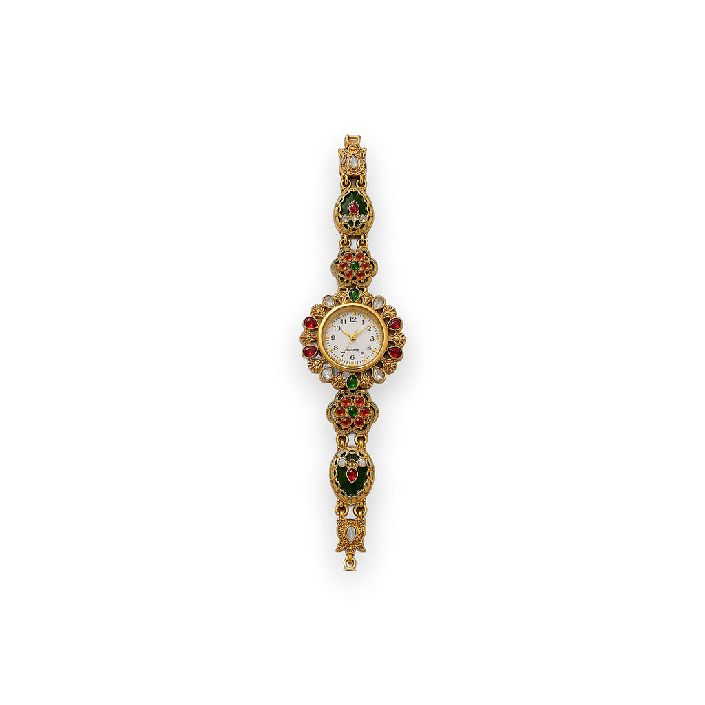 Rajwadi Floral Watch - Zari and Zevar