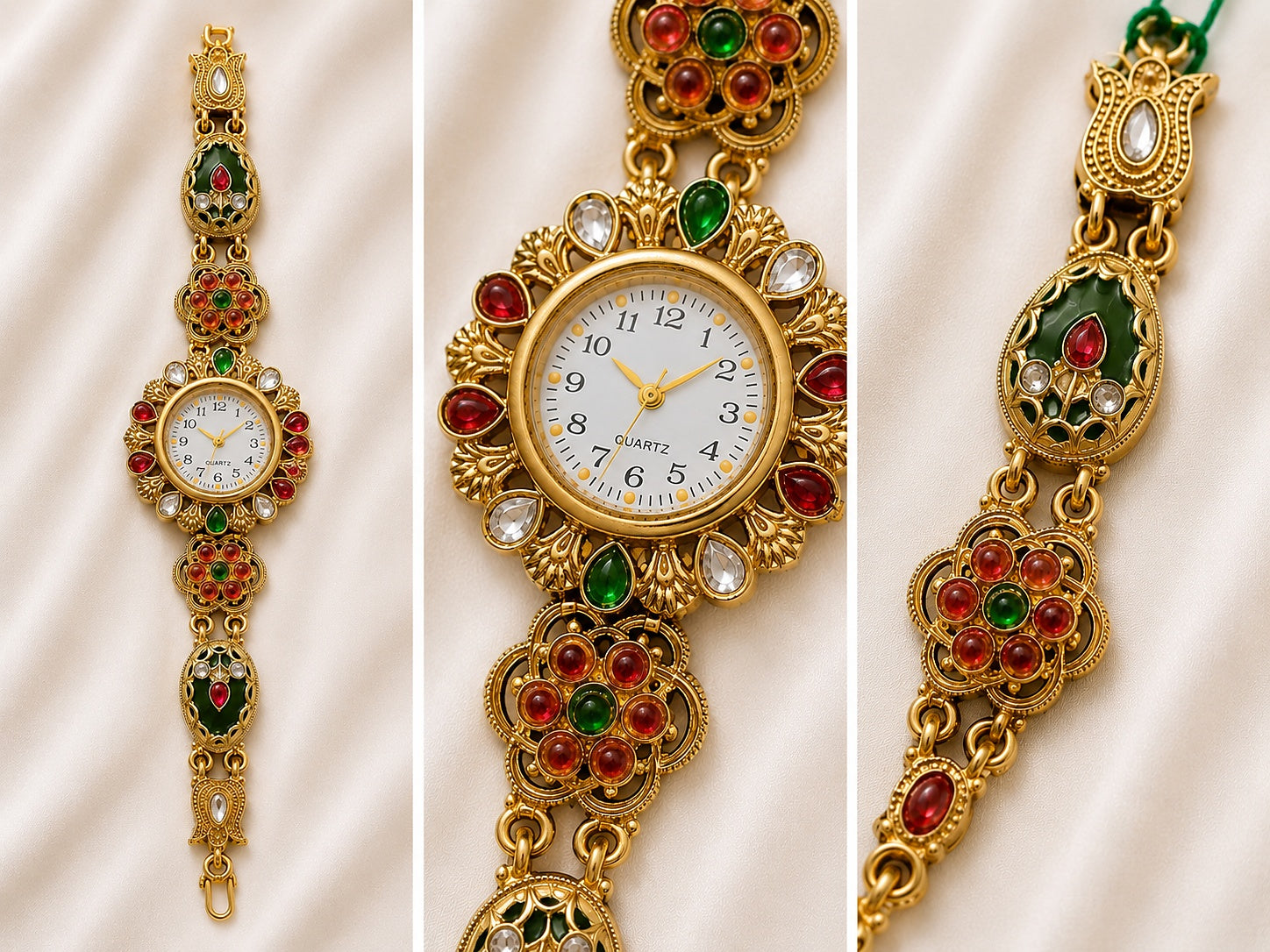 Rajwadi Floral Watch - Zari and Zevar