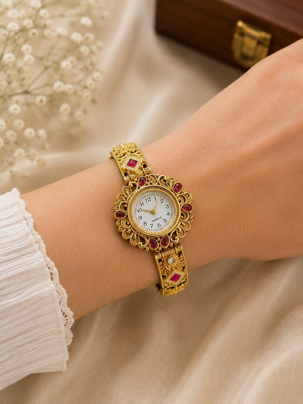 Rajwadi Ruby Watch - Zari and Zevar