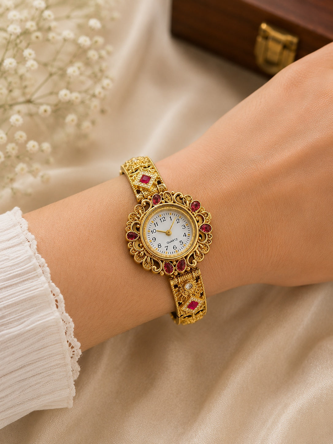 Rajwadi Ruby Watch - Zari and Zevar
