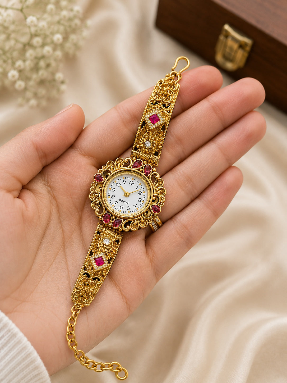 Rajwadi Ruby Watch - Zari and Zevar