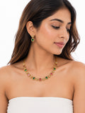 Regal Navratna Style Gemstone Necklace Set - Zari and Zevar