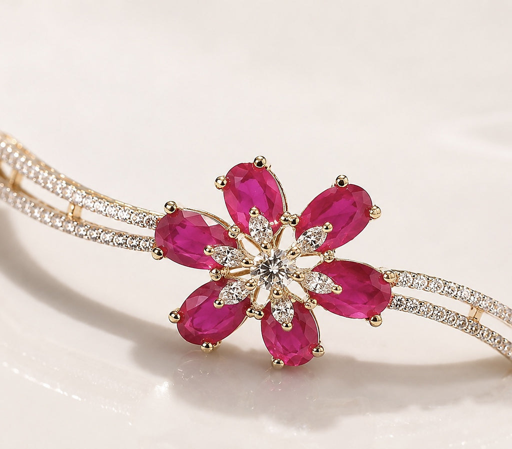 Ruby Blossom Bracelet - Zari and Zevar
