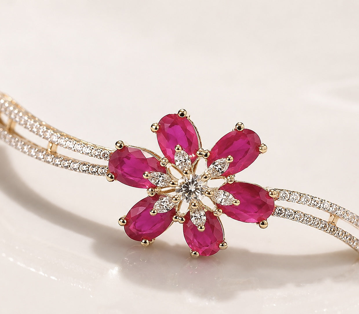 Ruby Blossom Bracelet - Zari and Zevar