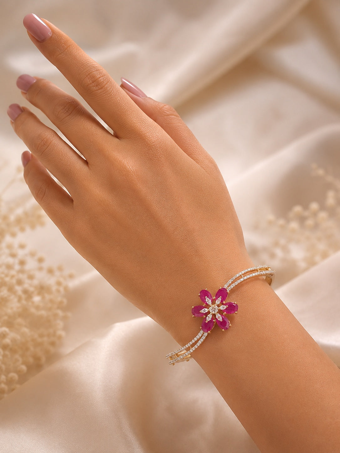 Ruby Blossom Bracelet - Zari and Zevar