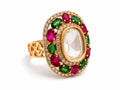 Ruby Emerald Cocktail Ring - Zari and Zevar
