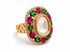 Ruby Emerald Cocktail Ring - Zari and Zevar