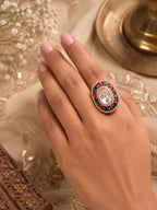 Ruby Emerald Cocktail Ring - Zari and Zevar