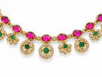 Ruby & Emerald Floral CZ Necklace Set - Zari and Zevar