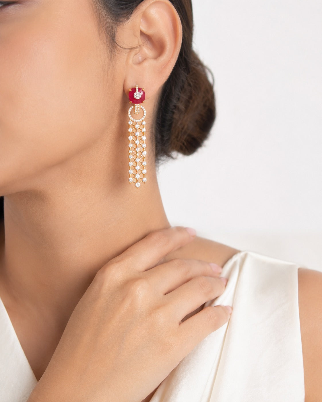 Ruby Fringe Drops - Zari and Zevar