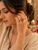 Ruby Polki Stone Ring - Zari and Zevar