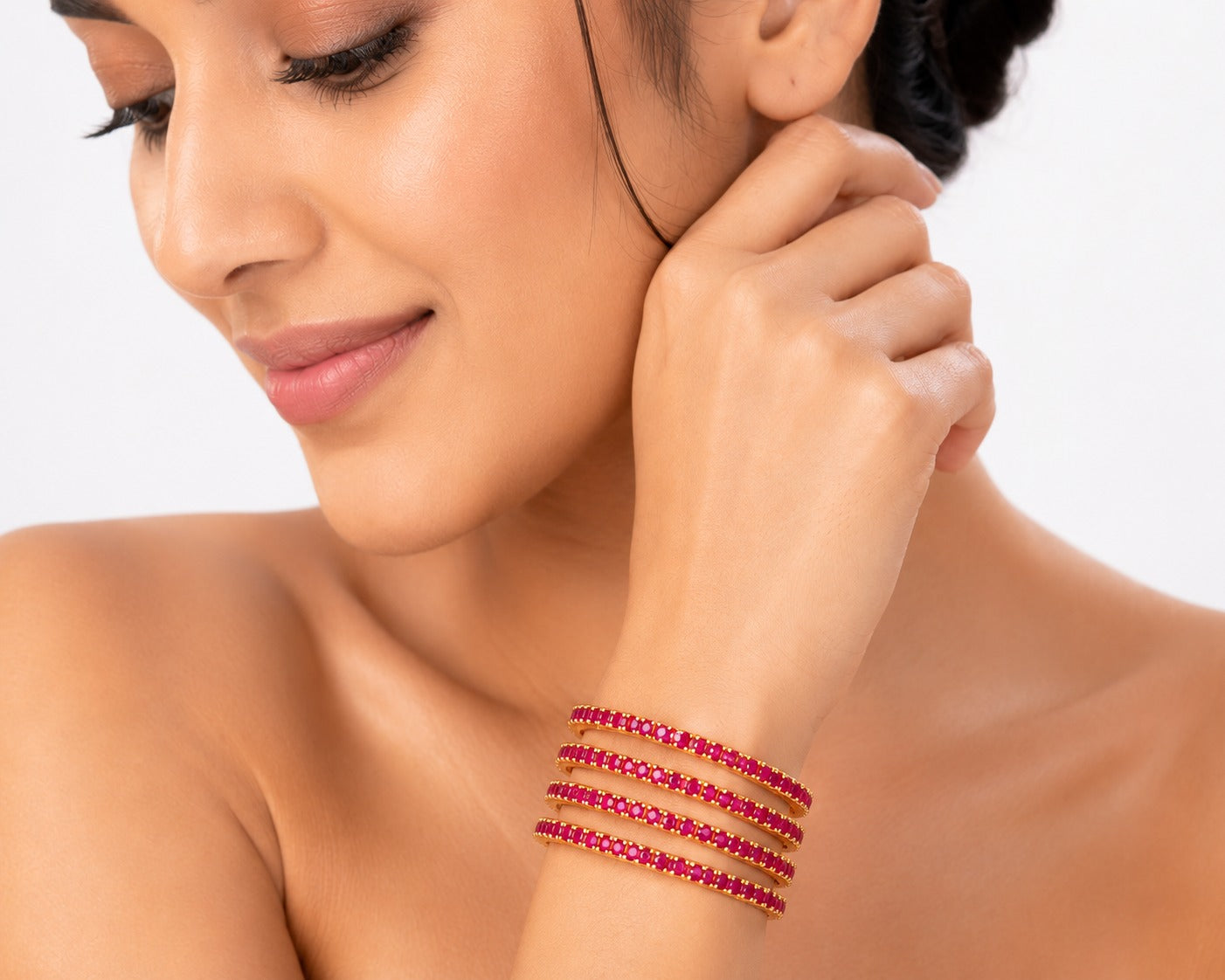 Ruby Stones Bangles - Zari and Zevar