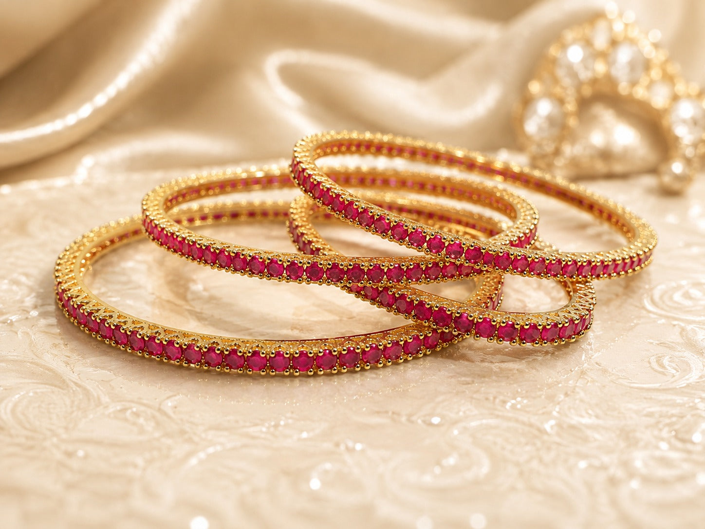 Ruby Stones Bangles - Zari and Zevar
