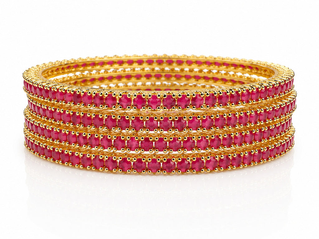Ruby Stones Bangles - Zari and Zevar