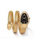 Serpentine Luxe Watch Golden Belt Black Dial - Zari and Zevar