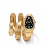 Serpentine Luxe Watch Golden Belt Black Dial - Zari and Zevar
