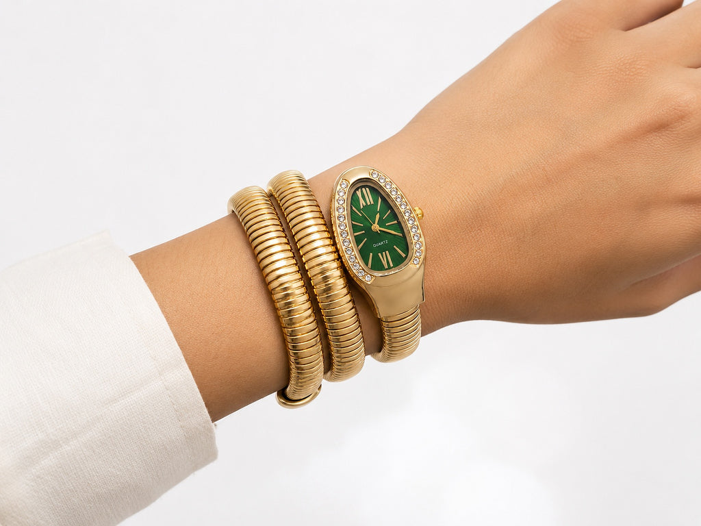 Serpentine Luxe Watch – Green - Zari and Zevar