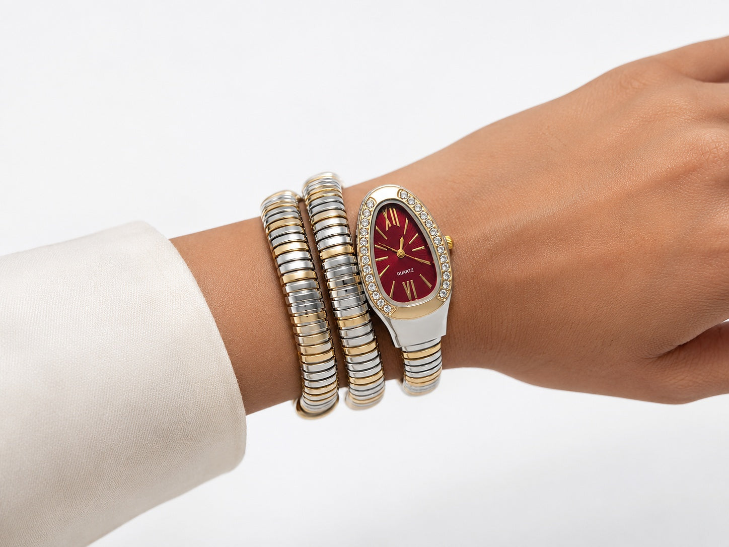 Serpentine Luxe Watch – Maroon - Zari and Zevar