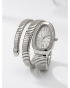Serpentine Luxe Watch Silver Belt White Dial - Zari and Zevar