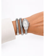 Serpentine Luxe Watch Silver Belt White Dial - Zari and Zevar