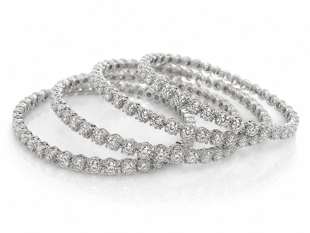Silver Diamond Bangles - Zari and Zevar