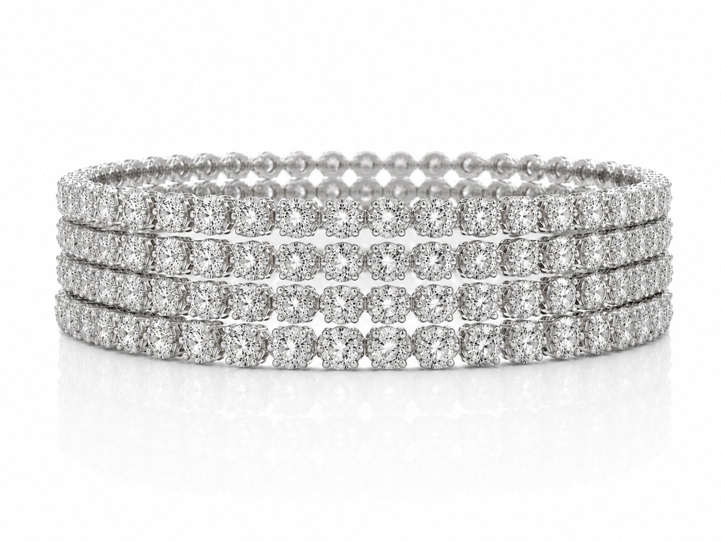 Silver Diamond Bangles - Zari and Zevar