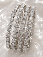 Silver Diamond Bangles - Zari and Zevar