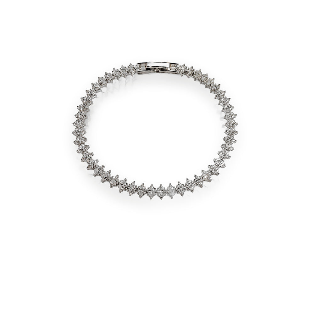 Silver Marquise Tennis Bracelet - Zari and Zevar