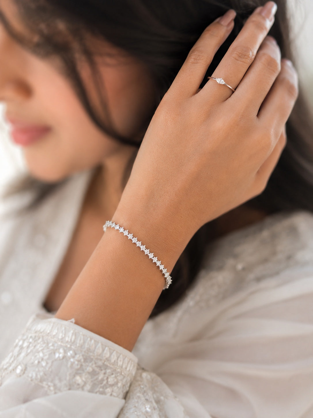 Silver Marquise Tennis Bracelet - Zari and Zevar